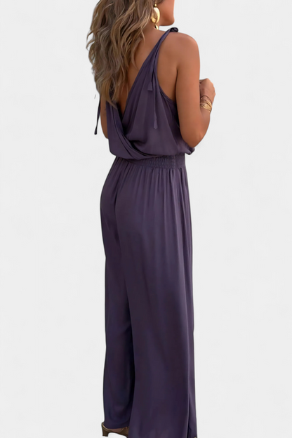 One-Piece Jumpsuit with Gold Details and Open Legs