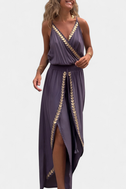 One-Piece Jumpsuit with Gold Details and Open Legs