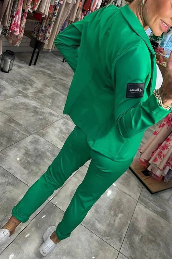 Tailored set with a soft blazer and relaxed joggers