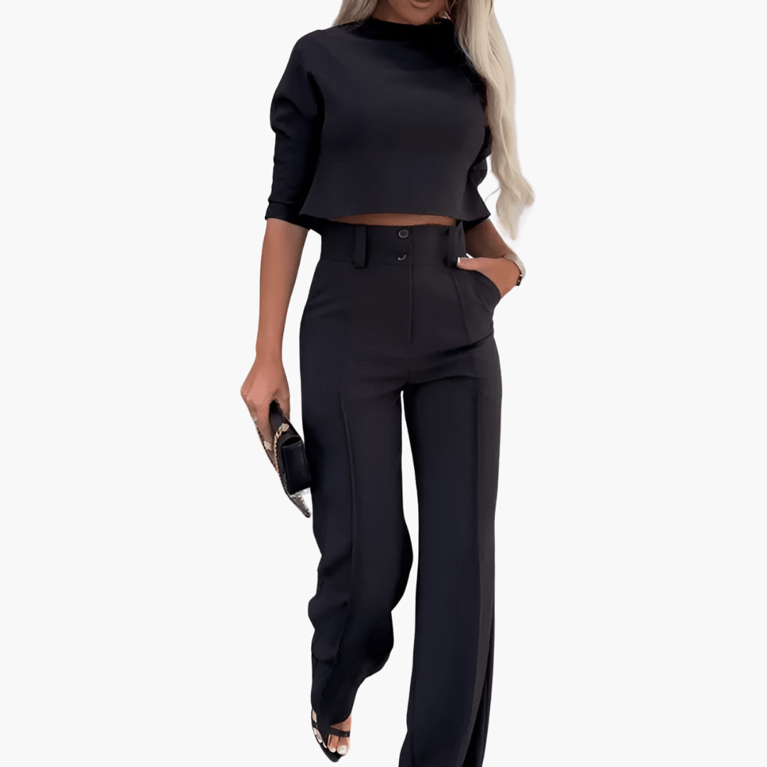 Elegant top with wide-leg pants