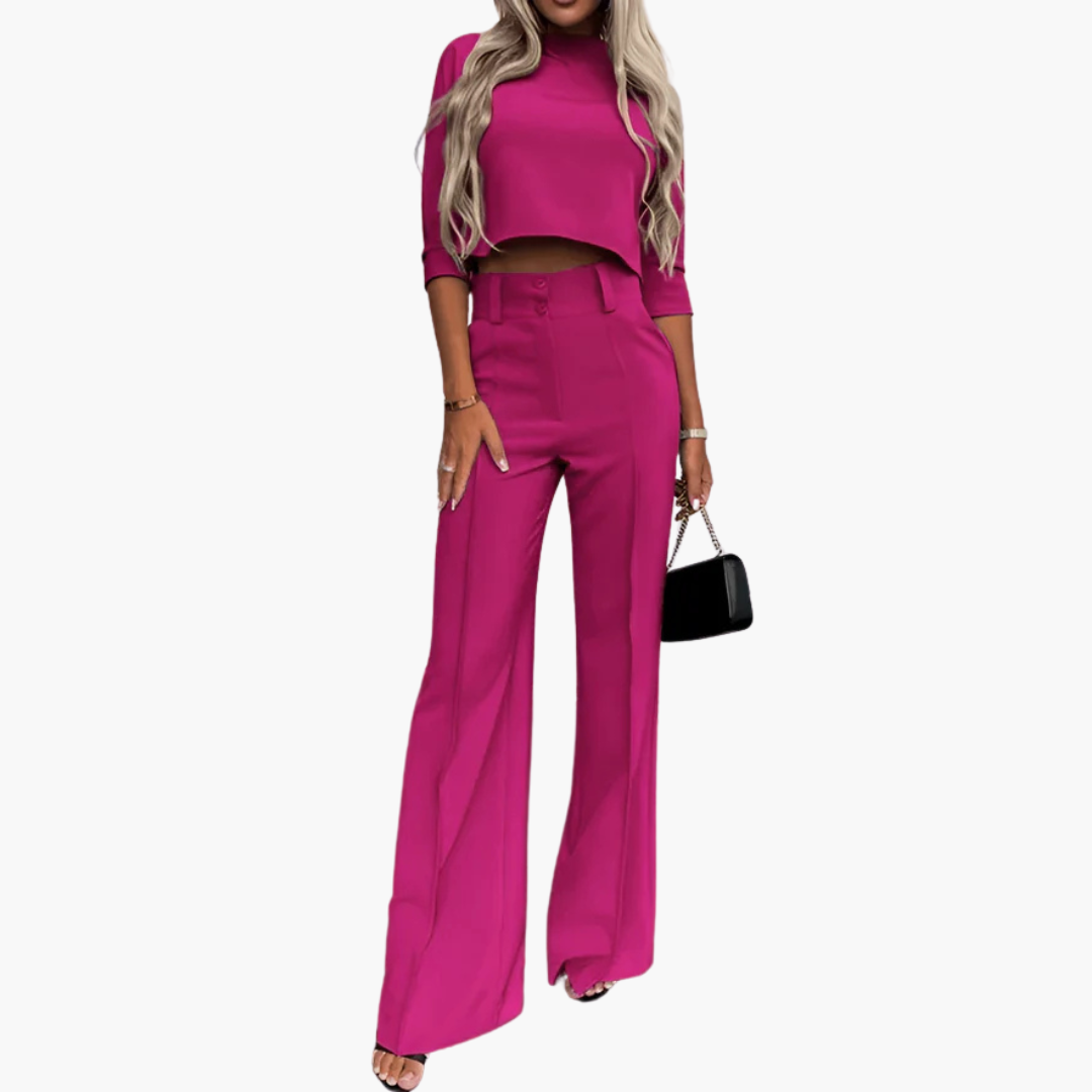 Elegant top with wide-leg pants