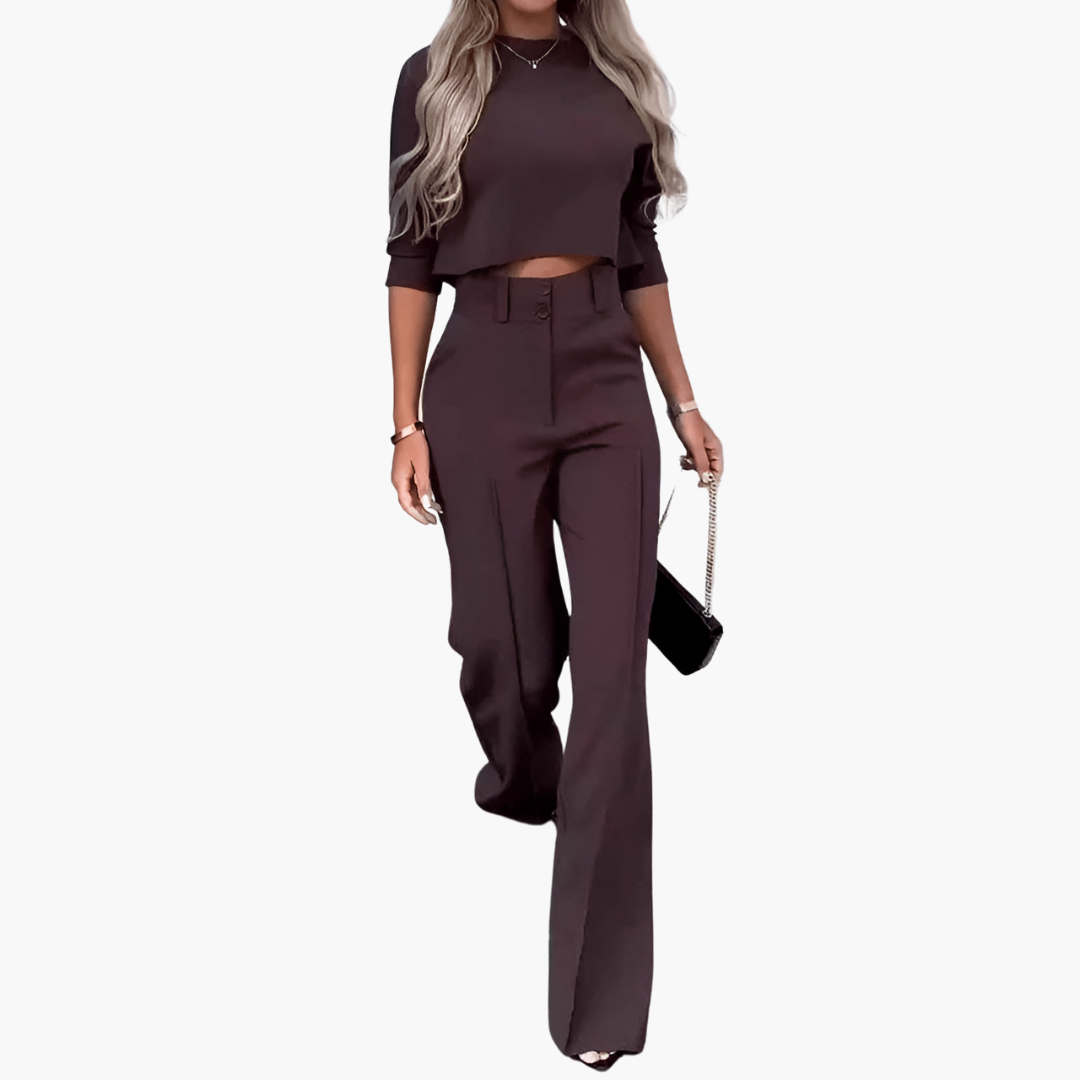 Elegant top with wide-leg pants