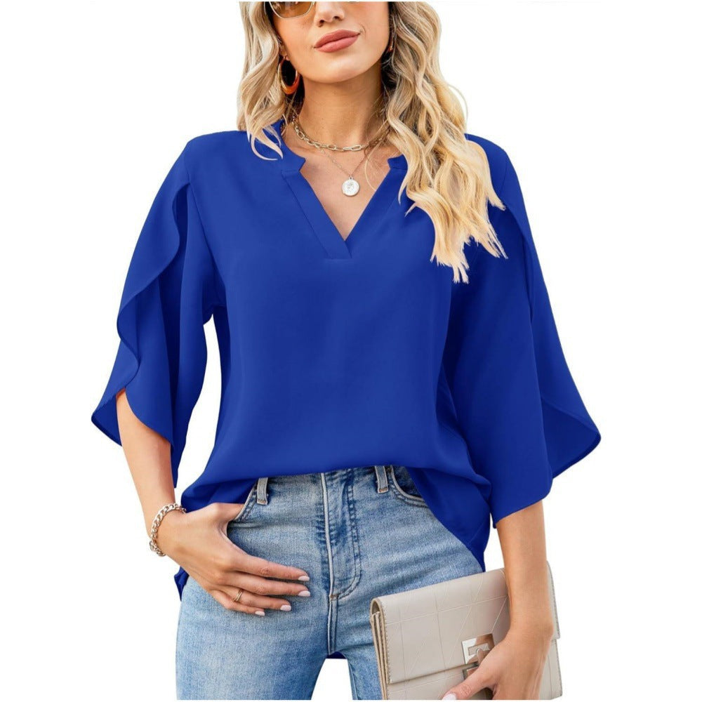 V-Neck Blouse with Relaxed Fit