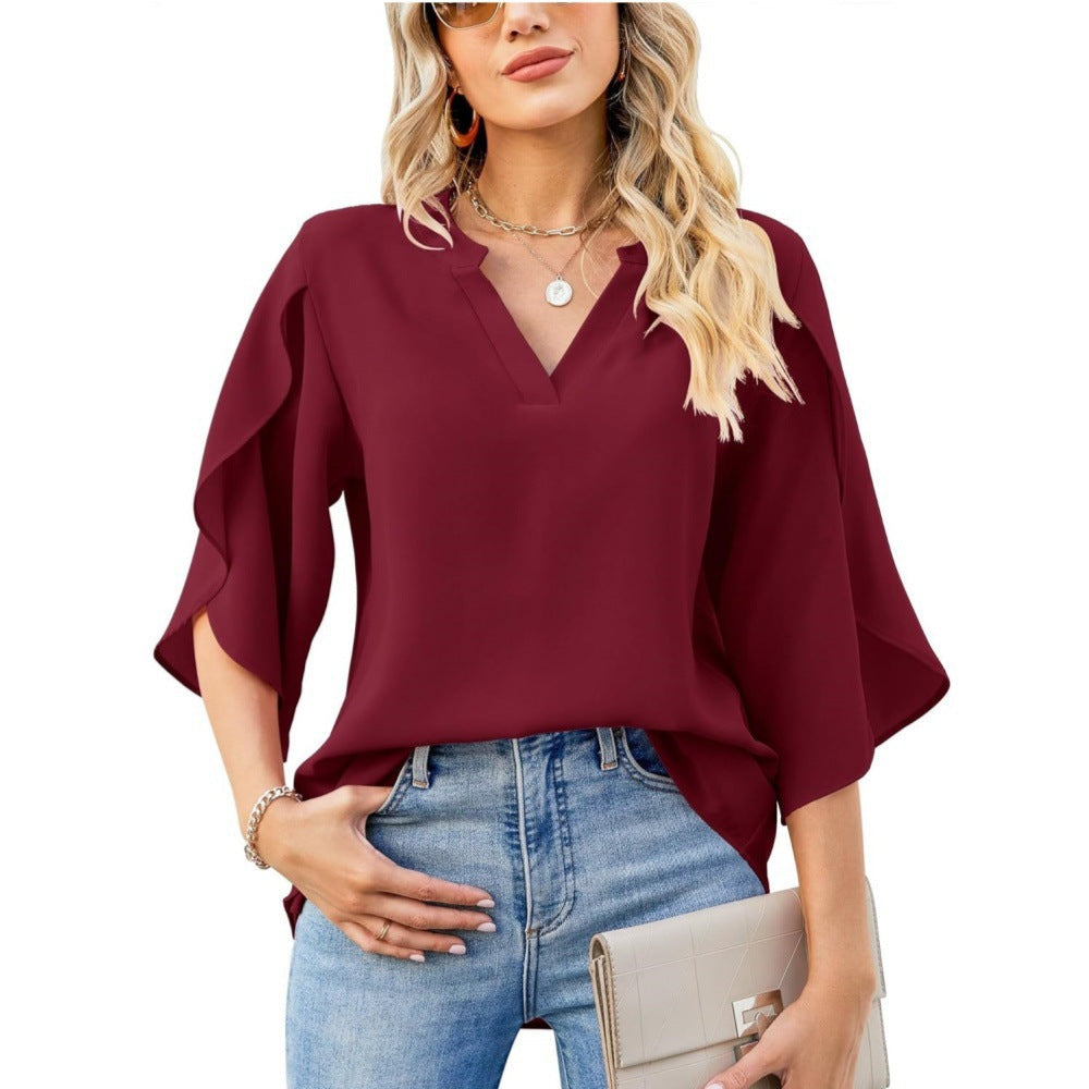 V-Neck Blouse with Relaxed Fit