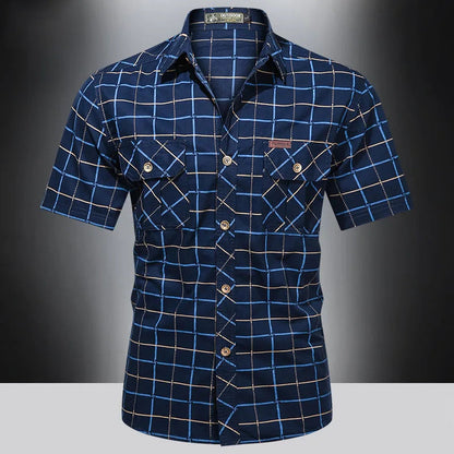 Luxe Regina™ | Elegant Short-Sleeve Checkered Shirt