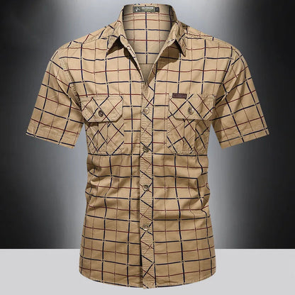 Luxe Regina™ | Elegant Short-Sleeve Checkered Shirt