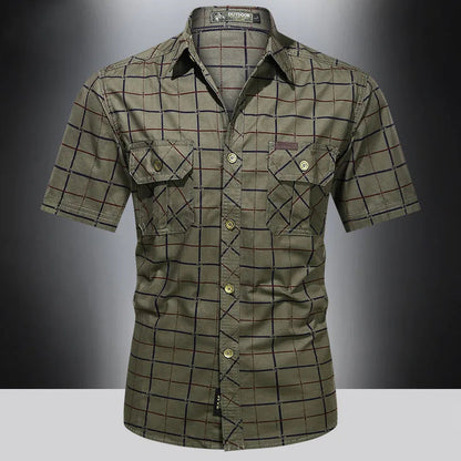Luxe Regina™ | Elegant Short-Sleeve Checkered Shirt