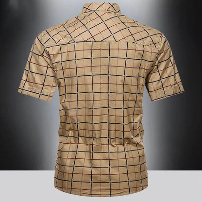 Luxe Regina™ | Elegant Short-Sleeve Checkered Shirt