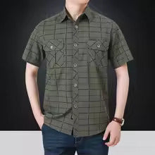 Luxe Regina™ | Elegant Short-Sleeve Checkered Shirt