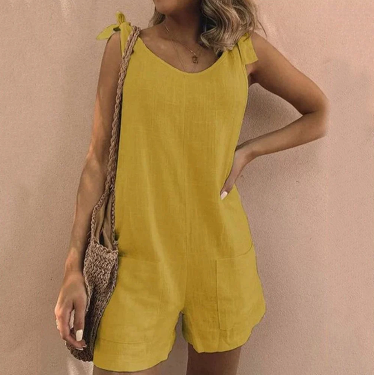 Luxe Regina™ – Jumpsuit with Bow Straps and Pockets