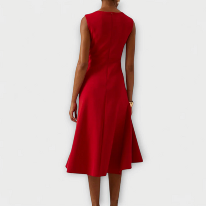 Luxe Regina™ – Draped Asymmetrical Midi Dress