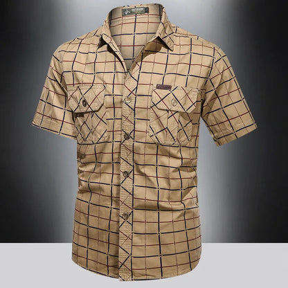 Luxe Regina™ | Elegant Short-Sleeve Checkered Shirt