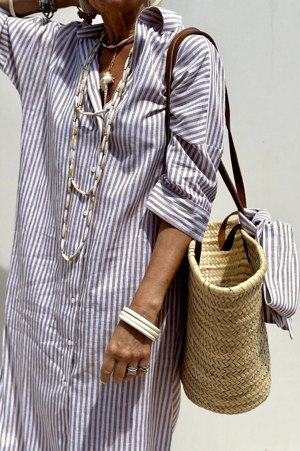 Elegant Striped Shirt Dress