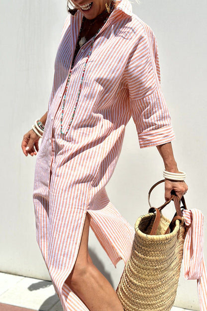 Elegant Striped Shirt Dress