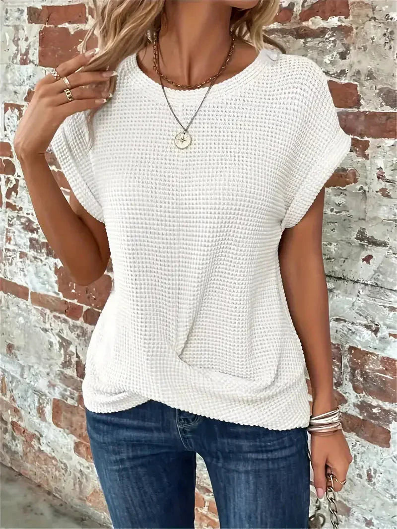 Elegant Crew Neck Blouse