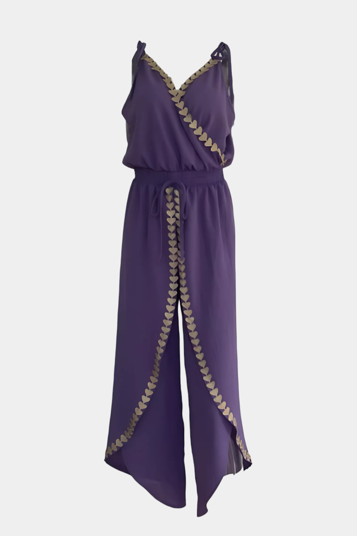 One-Piece Jumpsuit with Gold Details and Open Legs