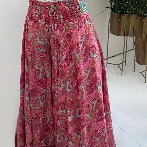 Capri – Flowing Pants with Elastic Waist and Bohemian Print